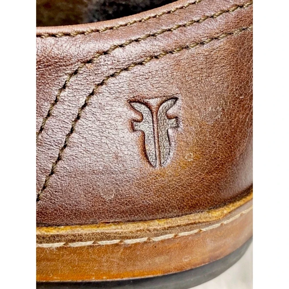 Frye‎ Cognac Brown Leather Buckle Lace Up Oxford Sneakers Men's 9 Heritage Luxe